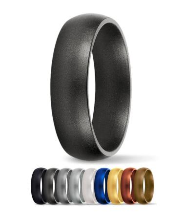 SafeRingz Silicone Wedding Ring, 6mm, Made in the USA, Men or Women, Size 4-13 Gunmetal 10