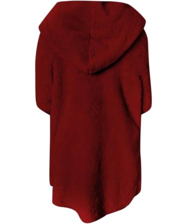 Shop Hanxiulin Women's Fleece Plush Jacket - Warm Fluffy Hooded Cardigan in 3XL Red | International Shipping Available - Buy Online on GoSupps.com