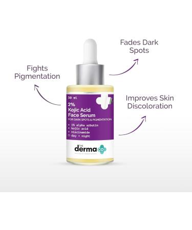 'The- Derma Co' 2% Kojic Acid Face Serum I With 1% Alpha Arbutin & Niacinamide I For Dark Spots & Pigmentation I Anti-Pigmentation Face Serum For All Skin types - 30ml - Buy Online on GoSupps.com
