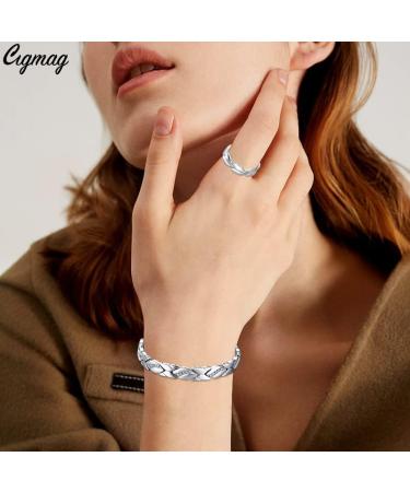 Cigmag Titanium Steel Magnetic Bracelet for Women with Adjustable Tool and Gift Box - Silver Crystal Design - Buy Online on GoSupps.com