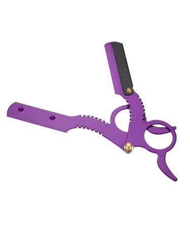 Vintage Classic Barber Razor - Professional Hairdresser Razor with Easy Blade Replacement - Purple - Buy Online on GoSupps.com