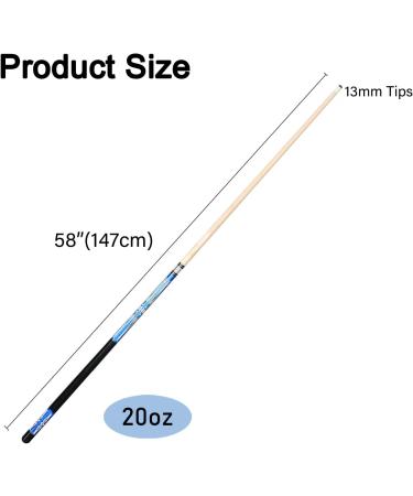 Set of 2 58 Pool Cue Sticks - 2 Piece Maple Billiard Cues with Linen Wrap in Blue - Buy Online on GoSupps.com