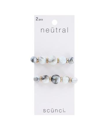 Scunci Neutral Pearl Marble Hair Barrettes  2-Piece
