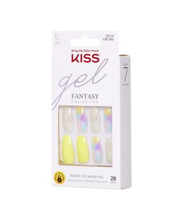 KISS Gel Fantasy In Your Eyes Long Length Gel Nail Kit | Press-On/Glue-On Nails with Pink Gel Glue | 24 Mega Adhesive Tabs & Manicure Tools Included - Buy Online on GoSupps.com
