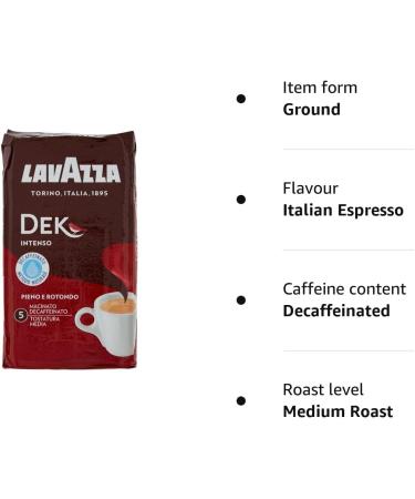 12 x LAVAZZA DEK Intenso Decaffeinated Ground Coffee 250g Italian Espresso - Buy Online on GoSupps.com