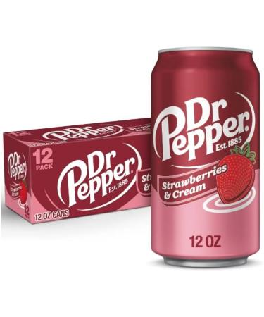 Dr Pepper Strawberries and Cream Soda 12 fl oz cans Pack of 12 - Buy Online on GoSupps.com