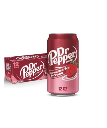 Dr Pepper Strawberries and Cream Soda 12 fl oz cans Pack of 12