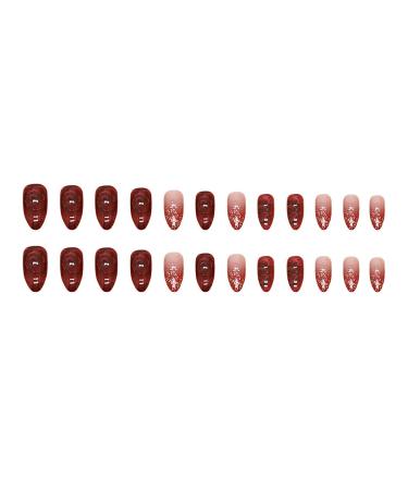 24Pcs Red Almond Press on Nails with Glitter & Sequins - Full Cover Stick on Fake Nails for Men & Women - Glossy Bling Acrylic Decoration - Buy Online on GoSupps.com