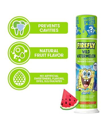 FIREFLY Spongebob Natural Anticavity Fluoride Toothpaste, Wild Watermelon Flavor 4.2oz - Pack of 50 - Buy Online on GoSupps.com