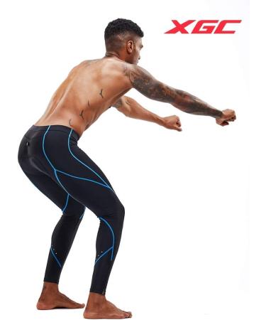 XGC Men's Long Cycling Pants - Radsprint Shorts with 4D Sponge Seat Cushion - Elastic Comfortable & Stylish XL Blue - Buy Online on GoSupps.com