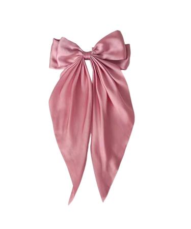 hgnxa Bow-Hair Clip Women Large knot Stain Hairpin Barrettes Girls Solid Color Ponytail Clip Hair Accessory Headwear Gift Pink
