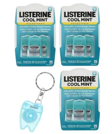 PocketPaks Cool Mint Breath Strips 9 packs with 24 stripes (216 stripes)-with Swivgo tooth flap-key trailer random color