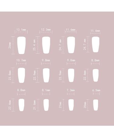 QINGGE Pink White French Tip Press on Nails - Long Coffin False Nails for Women | 24Pcs Glossy Acrylic Stick on Nails - Buy Online on GoSupps.com