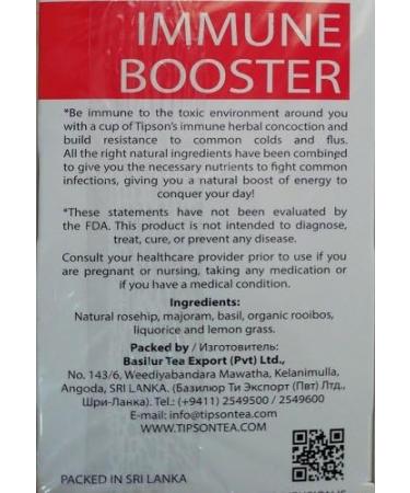 Tipson Immune Booster Tea x (4) - 20 Foil Envelope Bags - Basilur - Buy Online on GoSupps.com