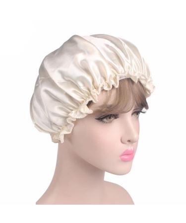 Women Satin Silk Sleeping Hat - Black Shower Cap for Lady Night Hair Care - Buy Online on GoSupps.com