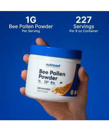 Nutricost Bee Pollen Powder (8 oz) (Unflavored) - 227 Servings Gluten Free Non-GMO Vegetarian Dietary Supplement - Buy Online on GoSupps.com