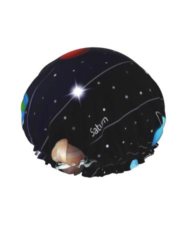 Outer Space Solar System Printed Shower Cap  Waterproof Reusable Bath Caps For Women Men  Boys  And Girls Spa Salon