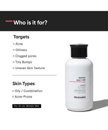 Buy Mini_malist 2% Salicylic Acid Face Wash - Sulphate Free Anti-Acne Cleanser for Oily Skin | LHA & Zinc | 100ml | Ideal for Men & Women - International Shipping - Buy Online on GoSupps.com