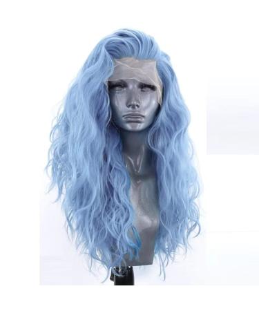 Shop Aqua Blue Lace Front Wigs for Women - 24in Heat-Resistant Synthetic Hair 13x3 Side Part - Green Mirn Wellig - Buy Online on GoSupps.com