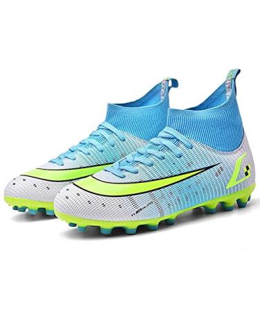 HESBITEUL Mens Athletic Outdoor Indoor Comfortable Soccer Shoes Boys Football Student Cleats Sneaker Shoes High Gripping Power 3.5 Big Kid G012-1cdblue