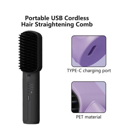 Wireless Hair Straightener Brush - 3 Temperature Settings for Fast Heat | Ideal for Women - Sleek Black Design - Buy Online on GoSupps.com