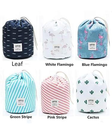 Xiangate Barrel Shaped Cosmetic Bag for Travel | Stylish White Flamingo Make-up & Brush Storage | Hangable Cultural Bags with Cord - Buy Online on GoSupps.com