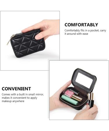VALICLUD Black Lipstick Case | Genuine Leather Mini Cosmetic Jewelry Box with Mirror | Perfect Gift for Women - Shop Now - Buy Online on GoSupps.com