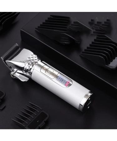 Lanlousy Men Rechargeable Hair Trimmer Cordless HairTrimmer Metal Liquid Crystal Digital Display HairTrimmer Silver - Buy Online on GoSupps.com