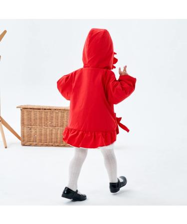 Famuka Infant Winter Baby Girls Red Coat Jacket | Thick Fleece Lined Outwear 12 Months - Buy Online on GoSupps.com