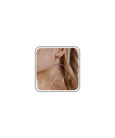 Vintage Hollow Circle Dangle Earrings Exaggerated Circle Drop Earrings Large Circle Hoop Earrings Gold Bar Earrings Jewelry for Women