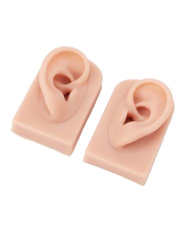 Soft silicone ear model piercing exercise ear model stretchy flexible reusable 1 pair simulated human skin for doctor and salon (medium skin color)