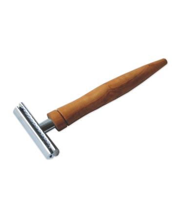 DOM safety razor -CLASSIC- with olive wood handle (with "Zugspitze" handle)