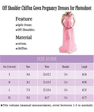 H1ING Off Shoulder Chiffon Maternity Dress for Photography | Red Maxi Pregnancy Gown with Front Split | Maternity Shoot Outfit for Photoshoot - Buy Online on GoSupps.com