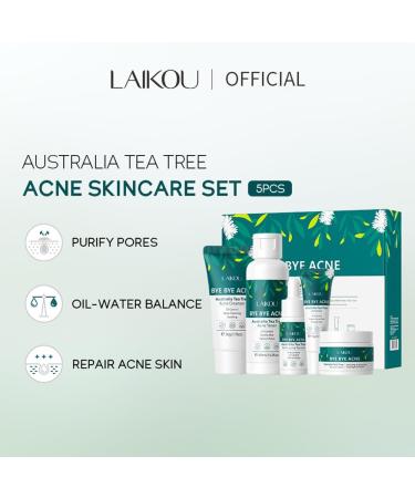 LAIKOU Tea Tree Acne Skincare Set Facial Skin Care Sets & Kit with Cleanser Toner Serum Cream Gel Acne Treatment Remove Shrink Pores Control Oil Gift for Teenage Girls Women All Skin - Buy Online on GoSupps.com