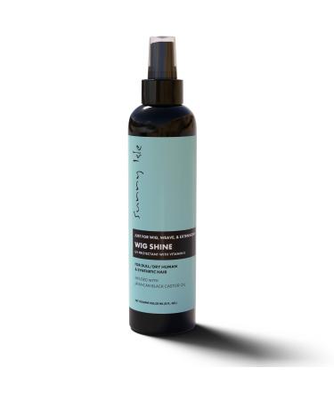 Sunny Isle Just for Wig Weave Braid & Extensions Wig Shine 8oz | For Synthetic & Natural Hair | UV Protectant with Vitamin E Jamaican Black Castor Oil | High Shine Finishing Spray