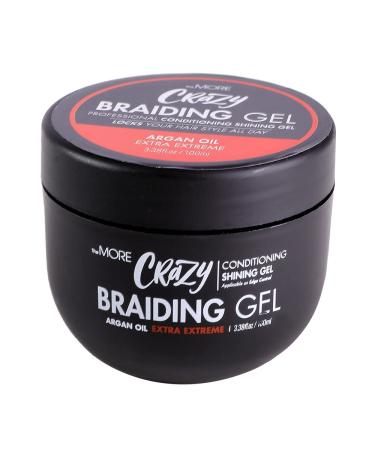 The MORE Crazy Conditioning Shining Braiding Gel Extra Extreme Hold | All Hair Types  Clear Styling Gel Great for Braiding  Twisting  Smooth Edges  Nourishes Scalp  Hair Growth  Conditioning  Shining (Argan Oil  3.38 fl ...