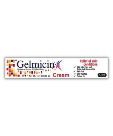 Gelmicin Hydrocortisone 1% - Anti-Itch Cream Skin Rash Skin Allergies Eczema Psoriasis - 1.41 oz Size (1)