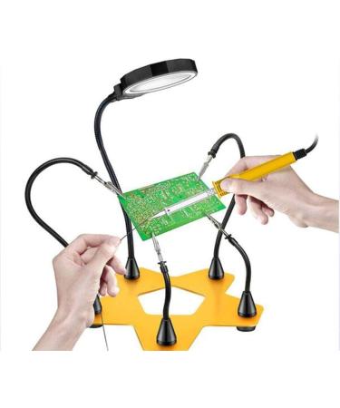 Magnifier Adjustable Magnifier Loupe Lamp Illuminated Led Third Hand Magnifying Glass with Light and Stand Hands Free with Auxiliary Clips and Soldering Iron Stand for Repairing/in - Buy Online on GoSupps.com