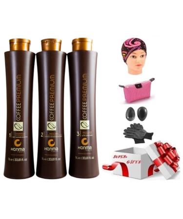 Honma Tokyo Coffee Premium Progressive Brush Kit 3x1L | Brazilian Keratin Treatment | Progressive Brush | Straighening & Smoothing System | Volume Reducer | Free Gifts Worth $30 with this order