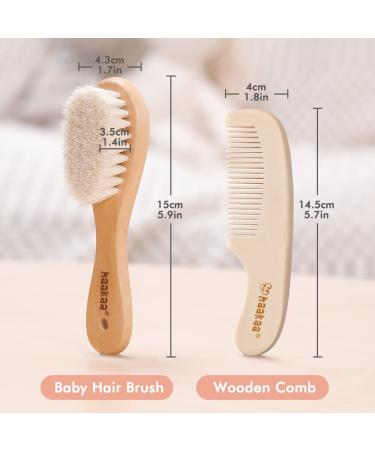 Haakaa Baby Hair Brush and Comb Set for Newborns & Toddlers - Natural Soft Goat Bristles - Gentle Grooming for Baby's Hair - Ideal for Cradle Cap - Perfect Baby Gift - 2 Pack - Buy Online on GoSupps.com