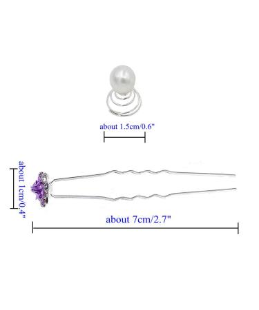 40pcs Rhinestone Rose Flower Hair Pins & 6pcs Pearl Twist Headpiece Set in Gift Box - Purple Bridal Wedding Accessories for Women and Bridesmaids | inSowni - Buy Online on GoSupps.com