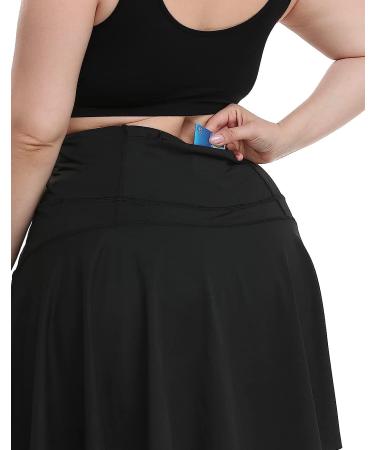 HDE Women's Plus Size Tennis Skort Pleated Athletic Golf Skirt with Shorts - 3X Black - Buy Online on GoSupps.com