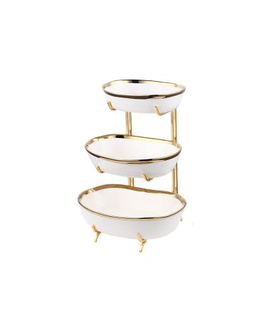 Fruit Bowls Creative Three-Layer Fruit Plate Living Room Home Decoration Chinese Snack Plate Candy Plate Front Desk Kitchen Accessories (Color : White)
