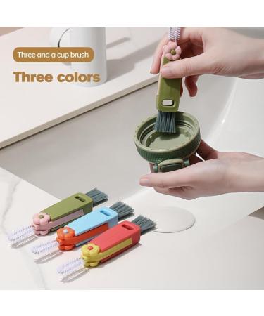 Firstrays 3 in 1 Cup Multi-Functional Cup Mouth Scrubber Rotatable Kitchen Cleaning Brush Gadgets Cup Lid Cleaner Easy Install Red - Buy Online on GoSupps.com