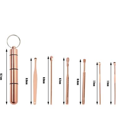 ONLYKXY 6pcs Stainless Steel Ear Wax Removal Kit - Portable Ear Pick Cleaner Set with Spiral Spring Ear Spoon and Curved Digger - Golden - Buy Online on GoSupps.com