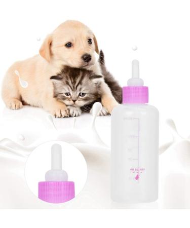 Durable 60ml Pet Milk Bottle | Breeding Bottle for Puppies & Kittens - Water Feeder Set with Nipple Brush (Pink) - Buy Online on GoSupps.com