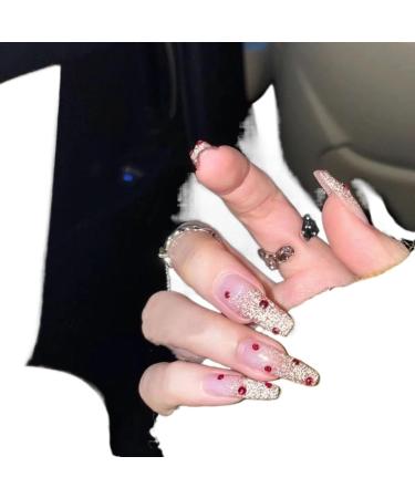 Temperament-enhancing manicure super-flashing red spice girl long hand-made manicure finished product fake nails patch wearing armor.(M)