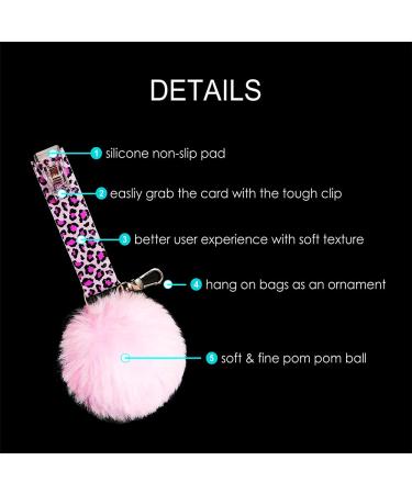 Purple Cheetah XL-PVC Card Grabber Keychain Pom Pom Ball - Easy ATM Credit Card Clip Puller - Buy Online on GoSupps.com