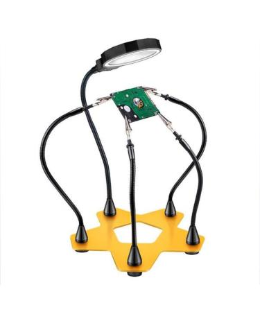 Magnifier Adjustable Magnifier Loupe Lamp Illuminated Led Third Hand Magnifying Glass with Light and Stand Hands Free with Auxiliary Clips and Soldering Iron Stand for Repairing/in