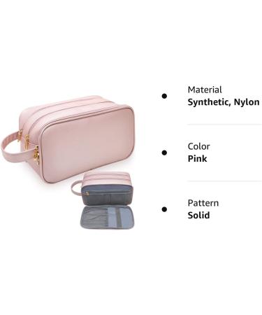 BAIMAY Travel Makeup Bag - Water Resistant Eco Leather Toiletry Bag for Women - Pink, Perfect for Full Size Toiletries - Ideal Easter & Birthday Gift - Buy Online on GoSupps.com